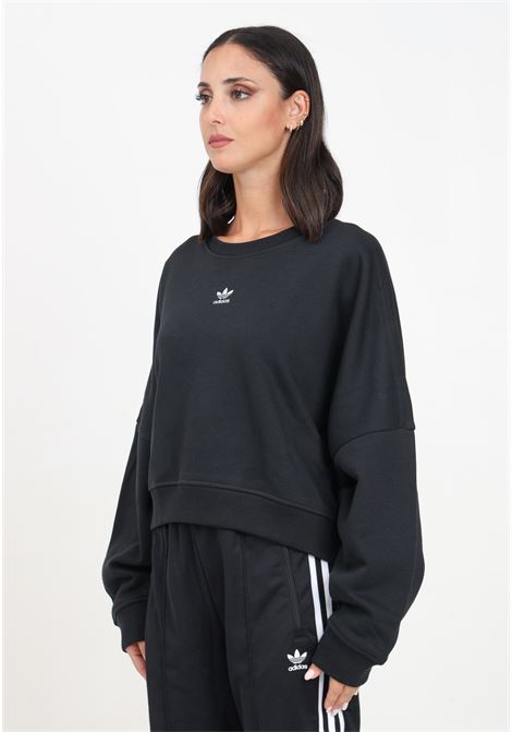 Felpa girocollo Essentials Crew Fleece nera da donna ADIDAS ORIGINALS | IW0953.